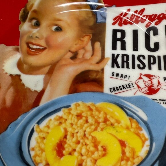 Vintage Kelloggs Rice Krispies Girl On Red Toast Plate 8.25" Cereal Nostalgia - Picture 4 of 5
